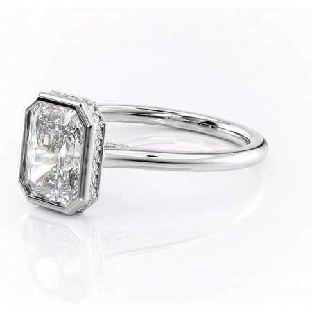 Inel de logodnă Wisteria din aur Alb 14kt cu moissanite tăietură radiantă – Solitar rafinată pentru profil înalt | Personalizează și configurează gratuit online [6]