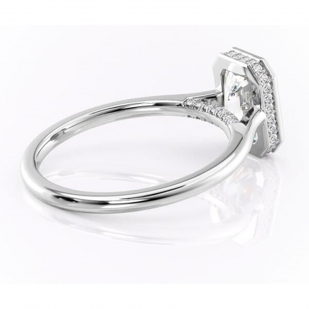 Inel de logodnă Wisteria din aur Alb 14kt cu moissanite tăietură radiantă – Solitar rafinată pentru profil înalt | Personalizează și configurează gratuit online [2]