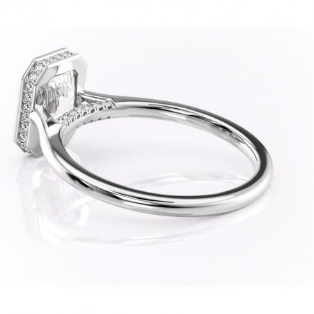 Inel de logodnă Wisteria din aur Alb 14kt cu moissanite tăietură radiantă – Solitar rafinată pentru profil înalt | Personalizează și configurează gratuit online [4]