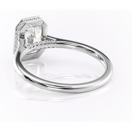 Inel de logodnă Wisteria din aur Alb 14kt cu moissanite tăietură radiantă – Solitar rafinată pentru profil înalt | Personalizează și configurează gratuit online [3]