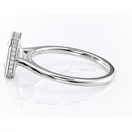 Inel de logodnă Wisteria din aur Alb 14kt cu moissanite tăietură radiantă – Solitar rafinată pentru profil înalt | Personalizează și configurează gratuit online [5]