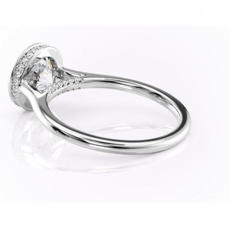 Inel de logodnă Wisteria din aur Alb 14kt cu moissanite tăietură rotundă – Solitar rafinată pentru profil înalt | Personalizează și configurează gratuit online [4]