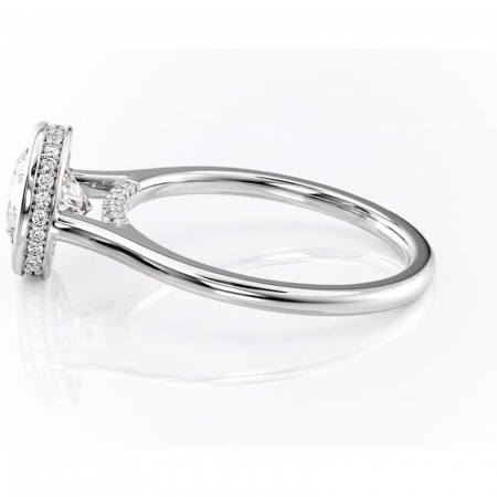 Inel de logodnă Wisteria din aur Alb 14kt cu moissanite tăietură rotundă – Solitar rafinată pentru profil înalt | Personalizează și configurează gratuit online [5]