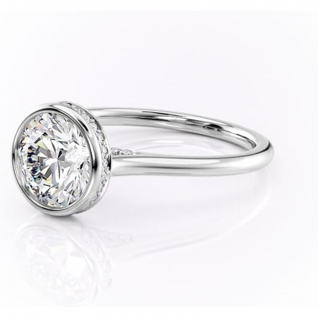 Inel de logodnă Wisteria din aur Alb 14kt cu moissanite tăietură rotundă – Solitar rafinată pentru profil înalt | Personalizează și configurează gratuit online [6]