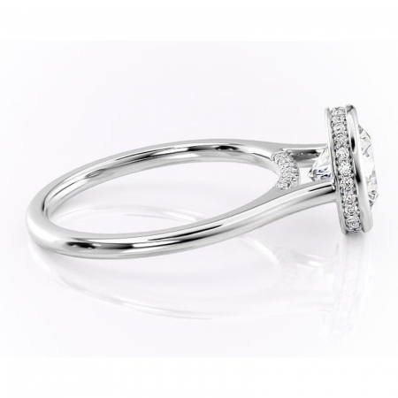 Inel de logodnă Wisteria din aur Alb 14kt cu moissanite tăietură rotundă – Solitar rafinată pentru profil înalt | Personalizează și configurează gratuit online [1]