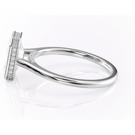 Inel de logodnă Wisteria din aur Alb 14kt cu moissanite tăietură smarald – Solitar rafinată pentru profil înalt | Personalizează și configurează gratuit online [5]