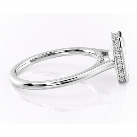 Inel de logodnă Wisteria din aur Alb 14kt cu moissanite tăietură smarald – Solitar rafinată pentru profil înalt | Personalizează și configurează gratuit online [1]