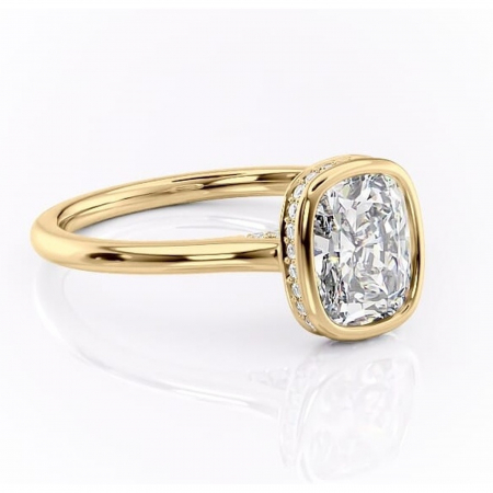 Pernă alungită - Inel de logodnă Wisteria din aur Galben 14kt cu moissanite tăietură asscher – Solitar rafinată pentru profil înalt | Personalizează și configurează gratuit online