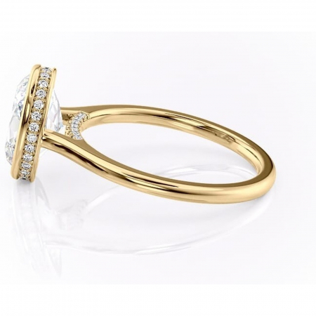 Inel de logodnă Wisteria din aur Galben 14kt cu moissanite tăietură ovală – Solitar rafinată pentru profil înalt | Personalizează și configurează gratuit online [5]