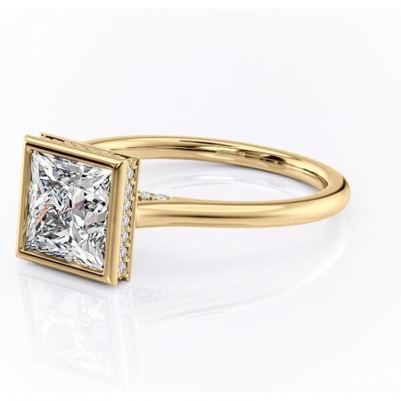 Inel de logodnă Wisteria din aur Galben 14kt cu moissanite tăietură princess – Solitar rafinată pentru profil înalt | Personalizează și configurează gratuit online [6]