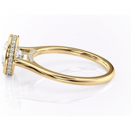 Inel de logodnă Wisteria din aur Galben 14kt cu moissanite tăietură rotundă – Solitar rafinată pentru profil înalt | Personalizează și configurează gratuit online [5]