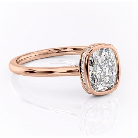 Aur roz - Inel de logodnă Wisteria din aur Rose 14kt cu moissanite tăietură asscher – Solitar rafinată pentru profil înalt | Personalizează și configurează gratuit online