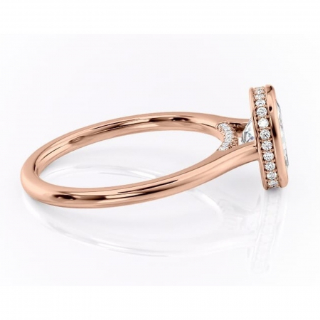 Inel de logodnă Wisteria din aur Rose 14kt cu moissanite tăietură asscher – Solitar rafinată pentru profil înalt | Personalizează și configurează gratuit online [1]