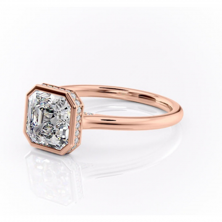 Inel de logodnă Wisteria din aur Rose 14kt cu moissanite tăietură asscher – Solitar rafinată pentru profil înalt | Personalizează și configurează gratuit online [6]