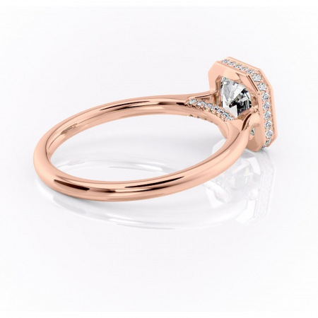 Inel de logodnă Wisteria din aur Rose 14kt cu moissanite tăietură asscher – Solitar rafinată pentru profil înalt | Personalizează și configurează gratuit online [2]