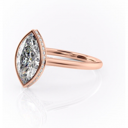 Inel de logodnă Wisteria din aur Rose 14kt cu moissanite tăietură marquise – Solitar rafinată pentru profil înalt | Personalizează și configurează gratuit online [6]