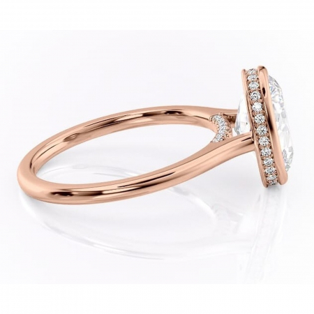 Inel de logodnă Wisteria din aur Rose 14kt cu moissanite tăietură ovală – Solitar rafinată pentru profil înalt | Personalizează și configurează gratuit online [1]