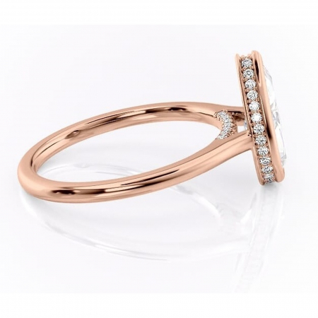 Inel de logodnă Wisteria din aur Rose 18kt cu moissanite tăietură pară – Solitar rafinată pentru profil înalt | Personalizează și configurează gratuit online [1]