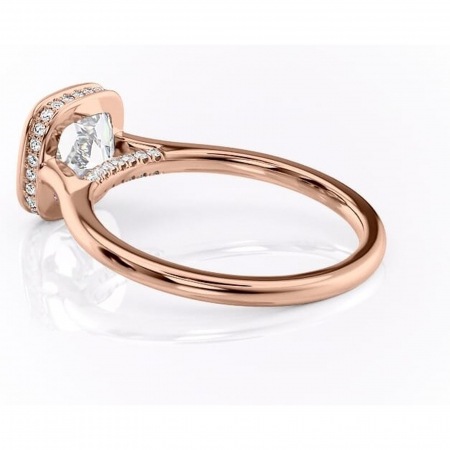 Inel de logodnă Wisteria din aur Rose 14kt cu moissanite tăietură pernă – Solitar rafinată pentru profil înalt | Personalizează și configurează gratuit online [4]