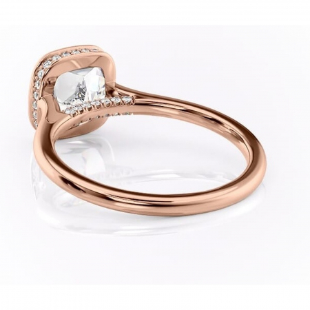 Inel de logodnă Wisteria din aur Rose 14kt cu moissanite tăietură pernă – Solitar rafinată pentru profil înalt | Personalizează și configurează gratuit online [3]