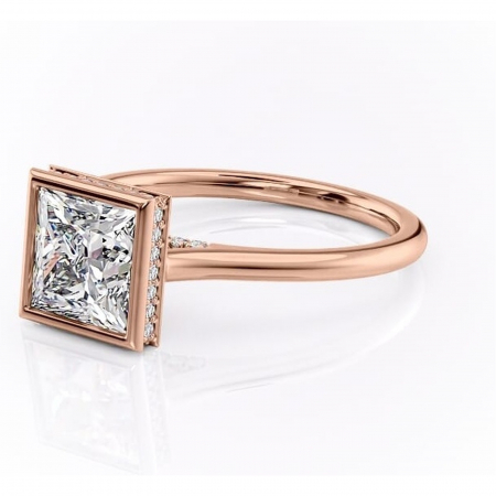 Inel de logodnă Wisteria din aur Rose 14kt cu moissanite tăietură princess – Solitar rafinată pentru profil înalt | Personalizează și configurează gratuit online [6]