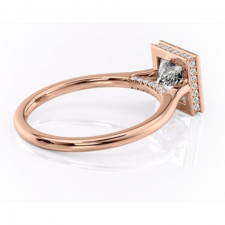 Inel de logodnă Wisteria din aur Rose 14kt cu moissanite tăietură princess – Solitar rafinată pentru profil înalt | Personalizează și configurează gratuit online [2]