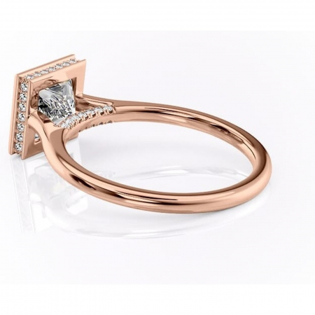 Inel de logodnă Wisteria din aur Rose 14kt cu moissanite tăietură princess – Solitar rafinată pentru profil înalt | Personalizează și configurează gratuit online [4]