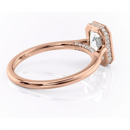 Inel de logodnă Wisteria din aur Rose 18kt cu moissanite tăietură radiantă – Solitar rafinată pentru profil înalt | Personalizează și configurează gratuit online [2]