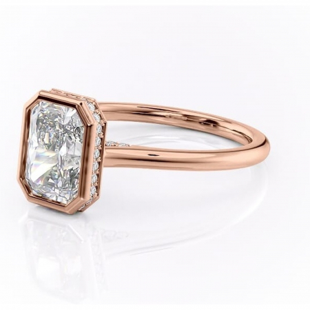 Inel de logodnă Wisteria din aur Rose 18kt cu moissanite tăietură radiantă – Solitar rafinată pentru profil înalt | Personalizează și configurează gratuit online [6]