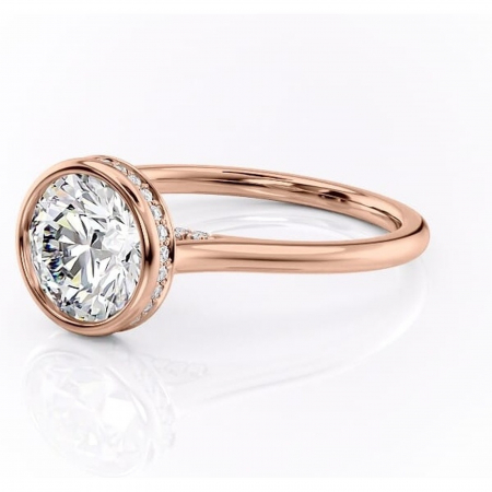 Inel de logodnă Wisteria din aur Rose 14kt cu moissanite tăietură rotundă – Solitar rafinată pentru profil înalt | Personalizează și configurează gratuit online [6]