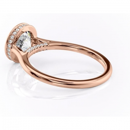 Inel de logodnă Wisteria din aur Rose 14kt cu moissanite tăietură rotundă – Solitar rafinată pentru profil înalt | Personalizează și configurează gratuit online [4]