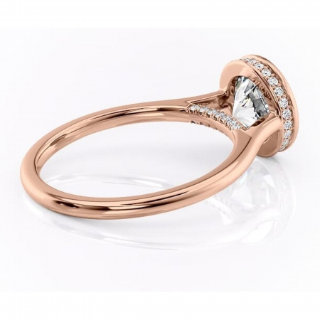 Inel de logodnă Wisteria din aur Rose 14kt cu moissanite tăietură rotundă – Solitar rafinată pentru profil înalt | Personalizează și configurează gratuit online [2]