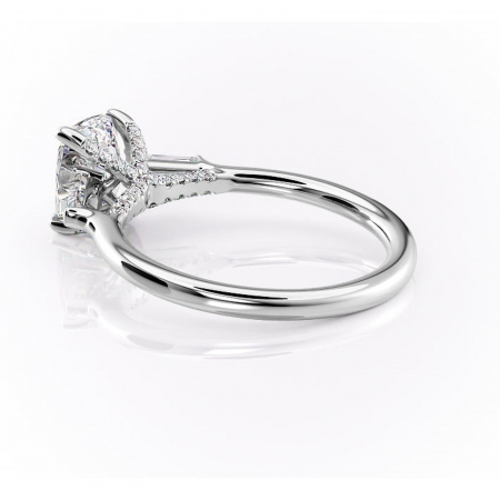 Inel de logodnă Ysella din aur Alb 14kt cu moissanite tăietură asscher – Montură cu trei pietre rafinată pentru profil înalt | Personalizează și configurează gratuit online [4]