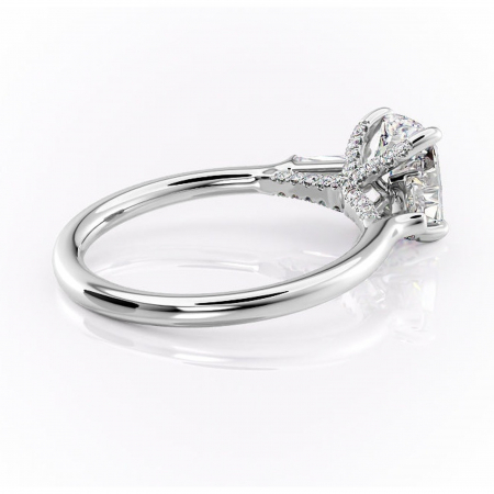 Inel de logodnă Ysella din aur Alb 14kt cu moissanite tăietură asscher – Montură cu trei pietre rafinată pentru profil înalt | Personalizează și configurează gratuit online [2]