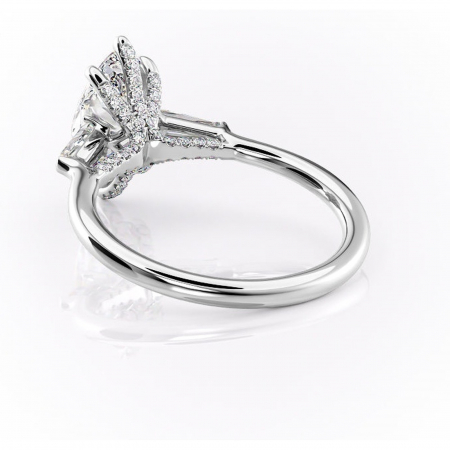 Inel de logodnă Ysella din aur Alb 14kt cu moissanite tăietură marquise – Montură cu trei pietre rafinată pentru profil înalt | Personalizează și configurează gratuit online [3]