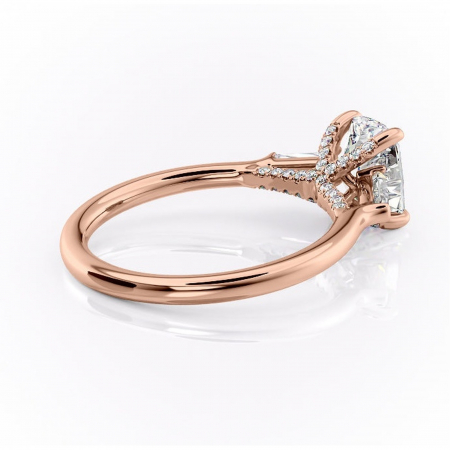 Inel de logodnă Ysella din aur Rose 14kt cu moissanite tăietură asscher – Montură cu trei pietre rafinată pentru profil înalt | Personalizează și configurează gratuit online [2]