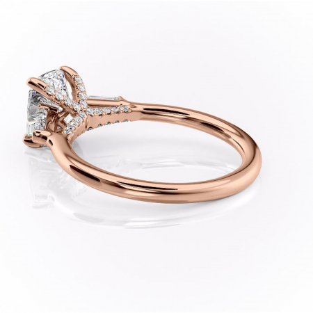 Inel de logodnă Ysella din aur Rose 14kt cu moissanite tăietură asscher – Montură cu trei pietre rafinată pentru profil înalt | Personalizează și configurează gratuit online [4]