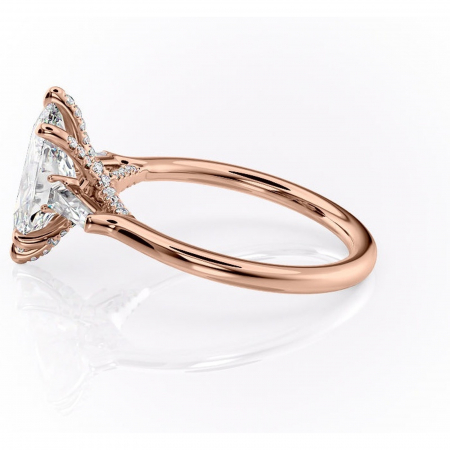 Inel de logodnă Ysella din aur Rose 14kt cu moissanite tăietură marquise – Montură cu trei pietre rafinată pentru profil înalt | Personalizează și configurează gratuit online [5]