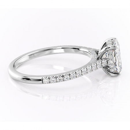 Inel de logodnă Zella din aur Alb 14kt cu moissanite tăietură asscher – Montură pavé rafinată pentru profil înalt | Personalizează și configurează gratuit online [1]