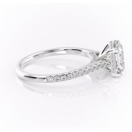 Inel de logodnă Zella din aur Alb 14kt cu moissanite tăietură asscher – Montură pavé rafinată pentru profil înalt | Personalizează și configurează gratuit online [1]
