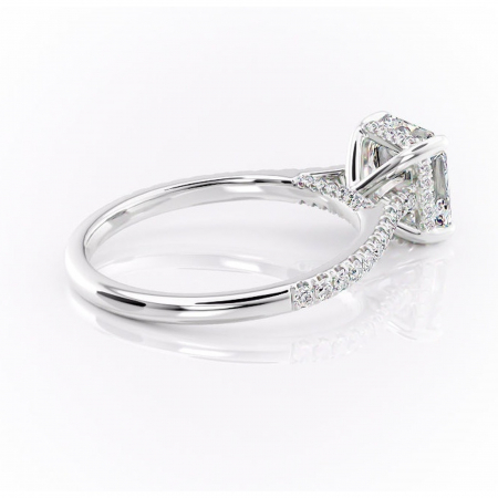 Inel de logodnă Zella din aur Alb 14kt cu moissanite tăietură asscher – Montură pavé rafinată pentru profil înalt | Personalizează și configurează gratuit online [2]