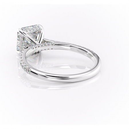 Inel de logodnă Zella din aur Alb 14kt cu moissanite tăietură asscher – Montură pavé rafinată pentru profil înalt | Personalizează și configurează gratuit online [3]