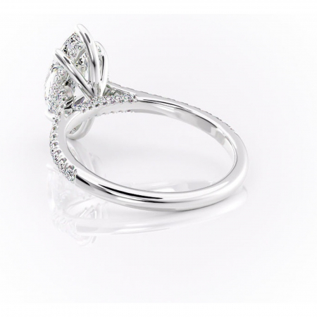 Inel de logodnă Zella din aur Alb 14kt cu moissanite tăietură marquise – Montură pavé rafinată pentru profil înalt | Personalizează și configurează gratuit online [3]