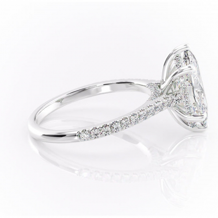 Inel de logodnă Zella din aur Alb 14kt cu moissanite tăietură marquise – Montură pavé rafinată pentru profil înalt | Personalizează și configurează gratuit online [1]