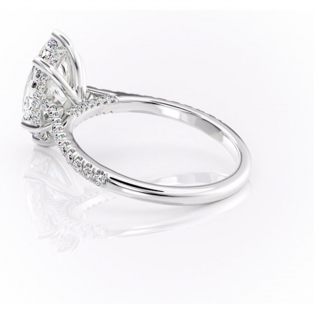 Inel de logodnă Zella din aur Alb 14kt cu moissanite tăietură marquise – Montură pavé rafinată pentru profil înalt | Personalizează și configurează gratuit online [4]