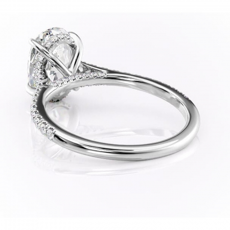 Inel de logodnă Zella din aur Alb 14kt cu moissanite tăietură ovală – Montură pavé rafinată pentru profil înalt | Personalizează și configurează gratuit online [3]