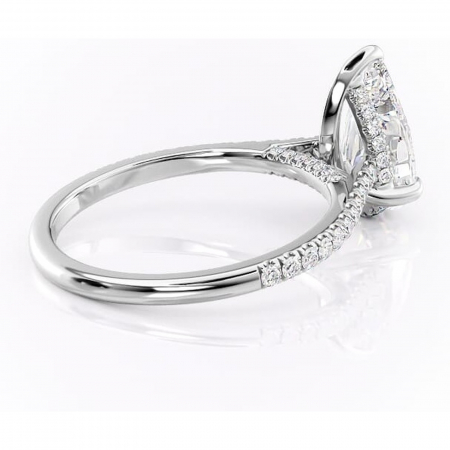 Inel de logodnă Zella din aur Alb 14kt cu moissanite tăietură pară – Montură pavé rafinată pentru profil înalt | Personalizează și configurează gratuit online [2]