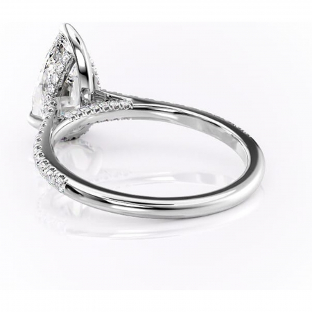 Inel de logodnă Zella din aur Alb 14kt cu moissanite tăietură pară – Montură pavé rafinată pentru profil înalt | Personalizează și configurează gratuit online [3]