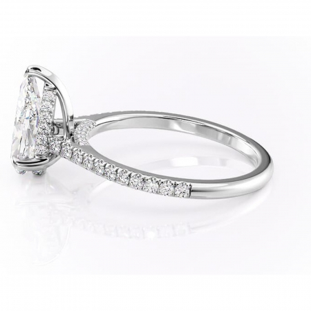 Inel de logodnă Zella din aur Alb 14kt cu moissanite tăietură pară – Montură pavé rafinată pentru profil înalt | Personalizează și configurează gratuit online [5]