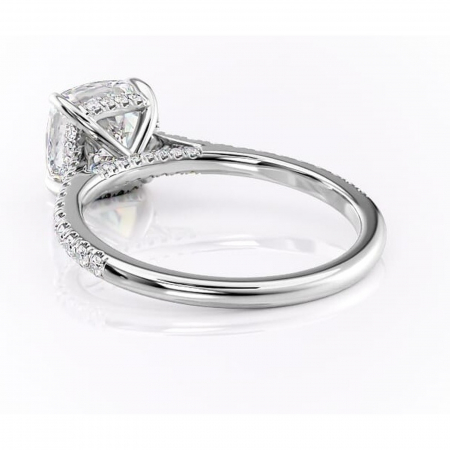 Inel de logodnă Zella din aur Alb 14kt cu moissanite tăietură pernă – Montură pavé rafinată pentru profil înalt | Personalizează și configurează gratuit online [3]